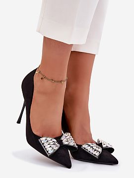 Pantofi cu toc subţire (stiletto) Step in style  Toți ciorapii de damă din imitație de catifea sunt un model deosebit de elegant, care atrage atenția cu detalii subtile. Funda delicată