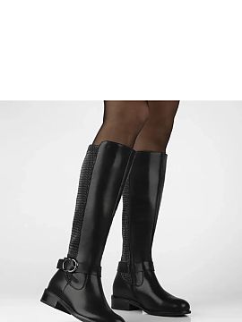 Kozaki Solea  Descoperiți stilul și confortul excepțional pe care îl oferă cizmele negre cu șiret elastic și cataramă decorativă Zendaia de la Fi