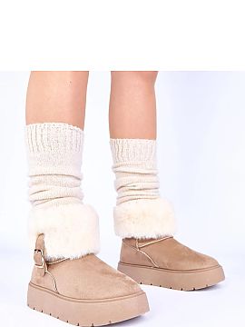 Cizme de zăpadă Solea  Descoperiți confortul și stilul unic pe care îl oferă bocancii de zăpadă de culoare bej închis cu blăniță Krissy. Este o propunere