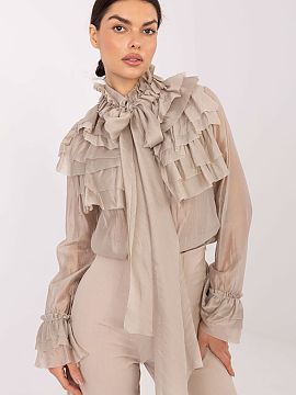 cămașă cu mânecă lungă Factory Price  Cămașă elegantă de damă cu guler înalt, model clasic ideal pentru zi de zi, la birou și pentru ocazii speciale. Realizată dintr-o am