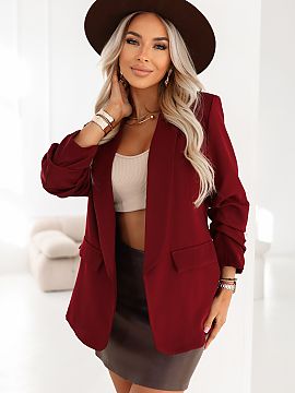 Sacou Numoco  Uitați de uniformele de birou plictisitoare. Această jachetă bordo este dovada că eleganța poate fi caracterizată. Nuanța profundă d