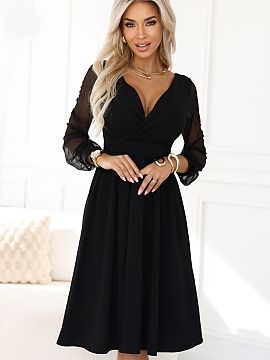 Rochie de seară Numoco  Această eleganta rochie neagră midi de la Numoco este un model creat pentru femeile care apreciază stilul atemporal și croiala perfectă