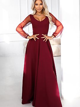 Rochie lungă Numoco  Această rochie maxi bordo deosebită de la Numoco este o combinație de eleganță clasică și finisaj modern, care atrage atenția de la 