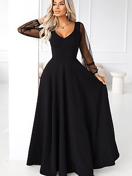 Rochie lungă Numoco  Această rochie neagră maxi unică de la Numoco este o combinație de eleganță clasică și finisaj modern, care atrage atenția de la pr