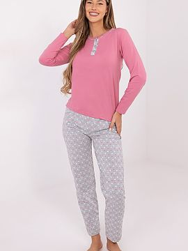 Pijama Forever Pink  Pijama confortabilă, formată din două piese pentru femei, confecționată dintr-un material moale și plăcut la atingere din bumbac, ide