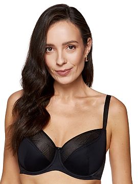 Moale Gorteks  Sutien moale Laurel cu cupe din material tip simplex și plasă, cu un design original care ridică ușor sânii și le oferă o formă natu