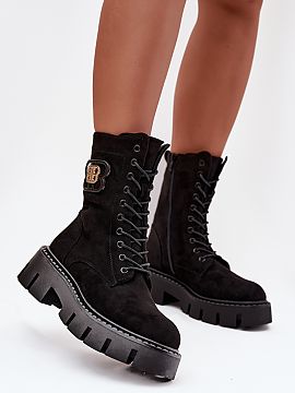 Ghete Step in style  Botinele de damă tip workery sunt o combinație între stilul urban și confort. Modelul căptușit cu o blană moale asigură căldură î