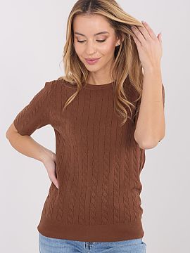 Pulover cu mânecă scurtă Factory Price  Un pulover universal feminin cu un caracter casual, perfect pentru ținutele de zi cu zi și pentru muncă. Modelul se remarcă prin textura