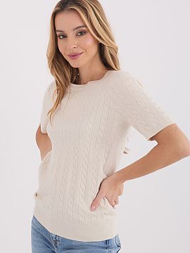 Pulover cu mânecă scurtă Factory Price  Pulover universal de damă cu un caracter casual, perfect pentru ținutele de zi cu zi și pentru muncă. Modelul se remarcă prin textura v