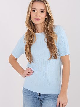 Pulover cu mânecă scurtă Factory Price  Un pulover feminin universal cu un caracter casual, perfect pentru șicul de zi cu zi și pentru muncă. Modelul se remarcă prin textura va