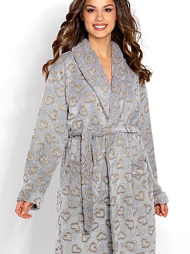 Cămaşă de noapte Momenti Per Me  Halat de casă pentru femei cu mânecă lungă și cu curea de legătură. Rochie de toaletă cu buzunare mari. Halat confecționat din mate