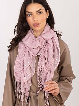 Eşarfă AT  Eşarfa stilată cu franjuri și nasturi ornamentali este un accesoriu impresionant, care completează perfect atât ținutele de zi cu zi, 
