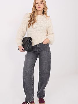 sweter Italy Moda  Un pulover elegant de damă cu un șablon de fagure este o propunere ideală pentru fiecare zi. Caracterul casual îl face perfect pentru oc