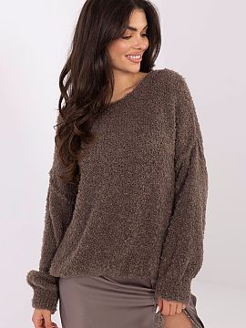 sweter Italy Moda  Un pulover elegant de damă tip boucle cu cusături decorative este o propunere perfectă pentru ținutele de zi cu zi și pentru muncă. Ca