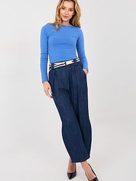 Pantaloni de blugi Rue Paris  Pantaloni de damă la modă de tip wide leg, culottes sunt combinația perfectă între confort și aspect modern. Realizați dintr-un mater