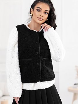 Vestă Factory Price  Vesta din blană teddy este un element elegant și confortabil al garderobei, ideal pentru sezonul toamnă/iarnă. Realizată din poliester 