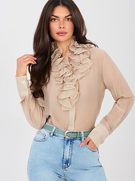 Cămaşă cu mânecă lungă Factory Price  Bluza de damă din material transparent este o propunere elegantă care combină clasicul cu o eleganță subtilă. Realizată dintr-un mate