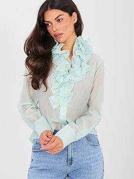 Cămaşă cu mânecă lungă Factory Price  Cămașa de damă din material transparent este o propunere elegantă care combină clasicul cu eleganța subtilă. Realizată dintr-un mate