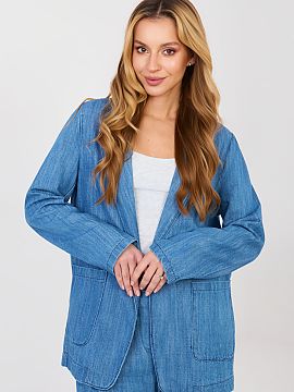 Sacou Rue Paris  Această jachetă de damă din denim este un element universal al garderobei, care combină perfect croiala clasică cu stilul zilnic și le
