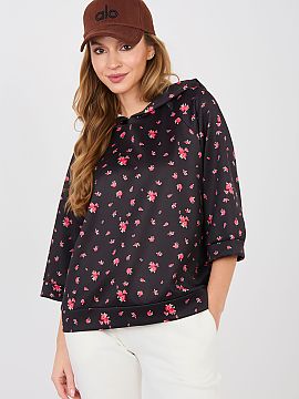 Bluză Italy Moda  Bluza casual pentru femei de lungime standard este o propunere ideală pentru zi de zi. Se remarcă prin imprimeul floral feminin, care conf