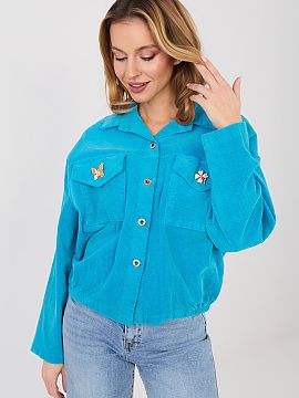 Jachetă din catifea Rue Paris  Geaca moderna de dama din catifea cotelata in stil casual, ideala pentru zilele de tranzitie zilnica. Acest model combina croiala clasica a 