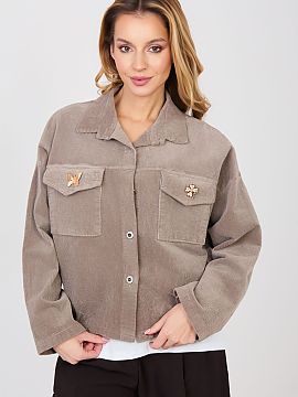 Jachetă din catifea Rue Paris  Geaca moderna de dama din catifea cotelata in stil casual, ideala pentru zilele de tranzitie de zi cu zi. Acest model combina croiala clasic