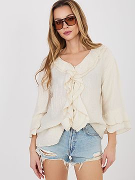 Cămaşă cu mânecă lungă Italy Moda  Cămașă de damă în stil boho, care se potrivește perfect atât în ​​ținutele de zi cu zi, cât și la locul de muncă. Modelul se