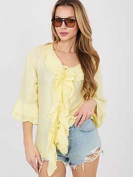 Cămaşă cu mânecă lungă Italy Moda  Cămașa de damă în stil boho, care se potrivește perfect atât în ​​stilizările de zi cu zi, cât și la locul de muncă. Modelul 