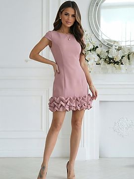 rochie formală Bicotone  Rochie mini modernă într-un stil minimalist. Croială potrivită cu mâneci scurte și decolteu înalt creează o linie curată a siluetei