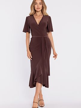 Rochie de zi Moe  Rochie midi elegantă și extrem de feminină, cu un fason în cruce, care subliniază frumos silueta și asigură maximul de confort la pur