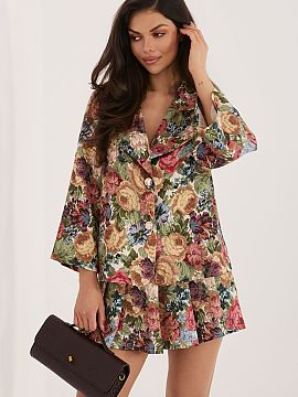 Sacou Italy Moda  Sacou elegant pentru dame cu un print floral deosebit, care îmbină perfect clasicul cu stilul modern. Ideal pentru diverse ocazii, se va p