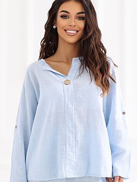 Bluză Italy Moda  Bluza z bumbac de înaltă calitate, care oferă confort și respirabilitate pe tot parcursul zilei. Modelul cu un design simplu face ca blu