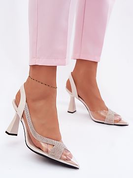 Sandale cu toc Step in style  Sandalele pentru femei de la marca Vinceza sunt o propunere deosebit de elegantă pentru ocazii speciale. Partea superioară transparentă, 