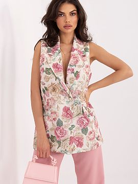 Vestă Italy Moda  Vesta pentru femei cu model floral este un element elegant al garderobei, care se potrivește perfect atât pentru ziua de zi, la locul de m