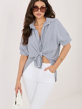 Cămaşă cu mânecă scurtă Rue Paris  Cămașa de damă cu dungi este o propunere elegantă care combină relaxarea casual cu accentele elegante. Se potrivește perfect atât pen