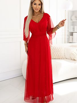 rochie lungă Numoco  Această rochie roșie maxi este o alegere sigură atunci când vrei să arăți elegantă la o ieșire importantă. Forma ușoară și leje