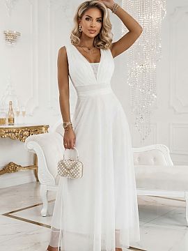 rochie lungă Numoco  Imaginează-ți o seară când intri în sala de bal și totul se potrivește perfect. Materialul se mișcă ușor la fiecare pas, talia est