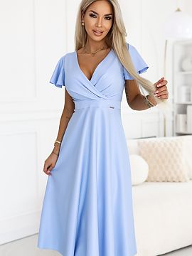 rochie formală Numoco  Această rochie midi albastră de la Numoco impresionează prin ușurința sa, croiala feminină și finisajul elegant cu un luciu subtil, c