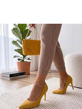 Pantofi cu toc subţire (stiletto) Solea  Clasicile tocuri cu finisaj elegant din piele ecologică de catifea sunt o alegere perfectă pentru femeile care apreciază stilul și confo