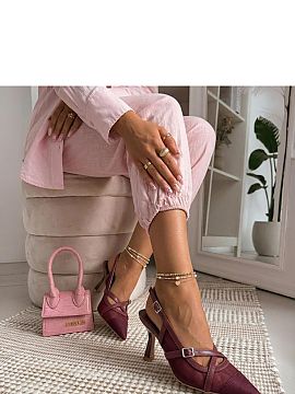 Pantofi cu toc subţire (stiletto) Solea  Elegantele cu toc descoperit sunt o propunere stilată care combină clasicul cu lejeritatea unei croieli de vară. Realizate dintr-un mater