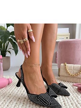 Pantofi cu toc subţire (stiletto) Solea  Tocuri elegante cu călcâi descoperit sunt o propunere excepțională pentru femeile care apreciază eleganța și strălucirea subtilă. R