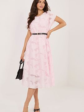 Rochie elegantă Rue Paris  Rochie elegantă cu croială evazată, perfectă pentru ocazii speciale și petreceri. Modelul de lungime midi subliniază frumos silueta, o