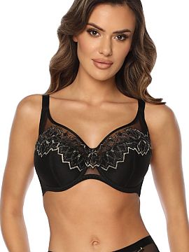 Semi-moale Kinga  Sutien semi-moale Shimmer Sophie BC-1074, de culoare neagră, este realizat dintr-o combinație de plasă elastică și dantelă decorată c