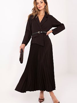 rochie de zi Rue Paris  Rochie elegantă maxi cu croială evazată, ideală atât pentru birou, cât și pentru ocazii speciale. Partea de sus în stil marinăresc 