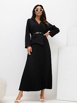 rochie de zi Rue Paris  Rochie maxi eleganta într-un model clopot, ideală atât pentru birou, cât și pentru ocazii speciale. Partea de sus în stil marinăresc 