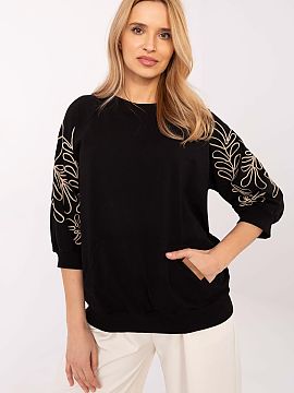 Bluza Rue Paris  Bluza casual pentru femei este o combinație de confort și detalii subtile și feminine. Realizată dintr-un amestec moale și elastic de b