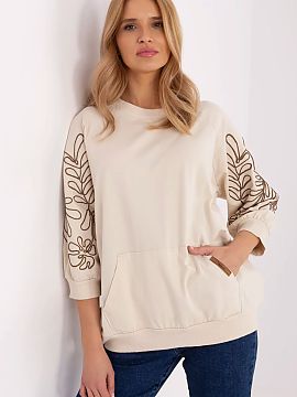 Bluza Rue Paris  Bluza casual pentru femei este o combinație de confort și detalii subtile și feminine. Realizată dintr-o amestec moale și elastic de bu