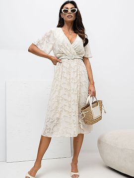 rochie formală Rue Paris  Rochia de cocktail cu croiala evazata este o propunere eleganta si extrem de feminina, perfecta pentru ocazii speciale si pentru munca. Real