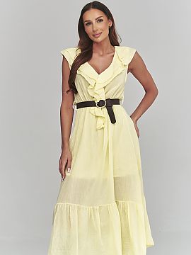 Rochie de zi Makadamia  Această rochie midi pentru femei este o combinație perfectă între stilul feminin și confort. Croiala lejeră, detaliile subtile și cur