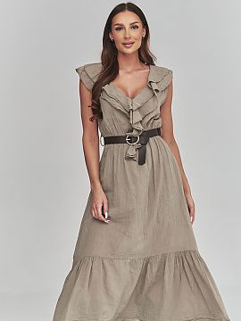 Rochie de zi Makadamia  Această rochie midi pentru femei este o combinație perfectă între stilul feminin și confort. Croiala ușoară, detaliile subtile și cu